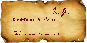 Kauffman Jolán névjegykártya